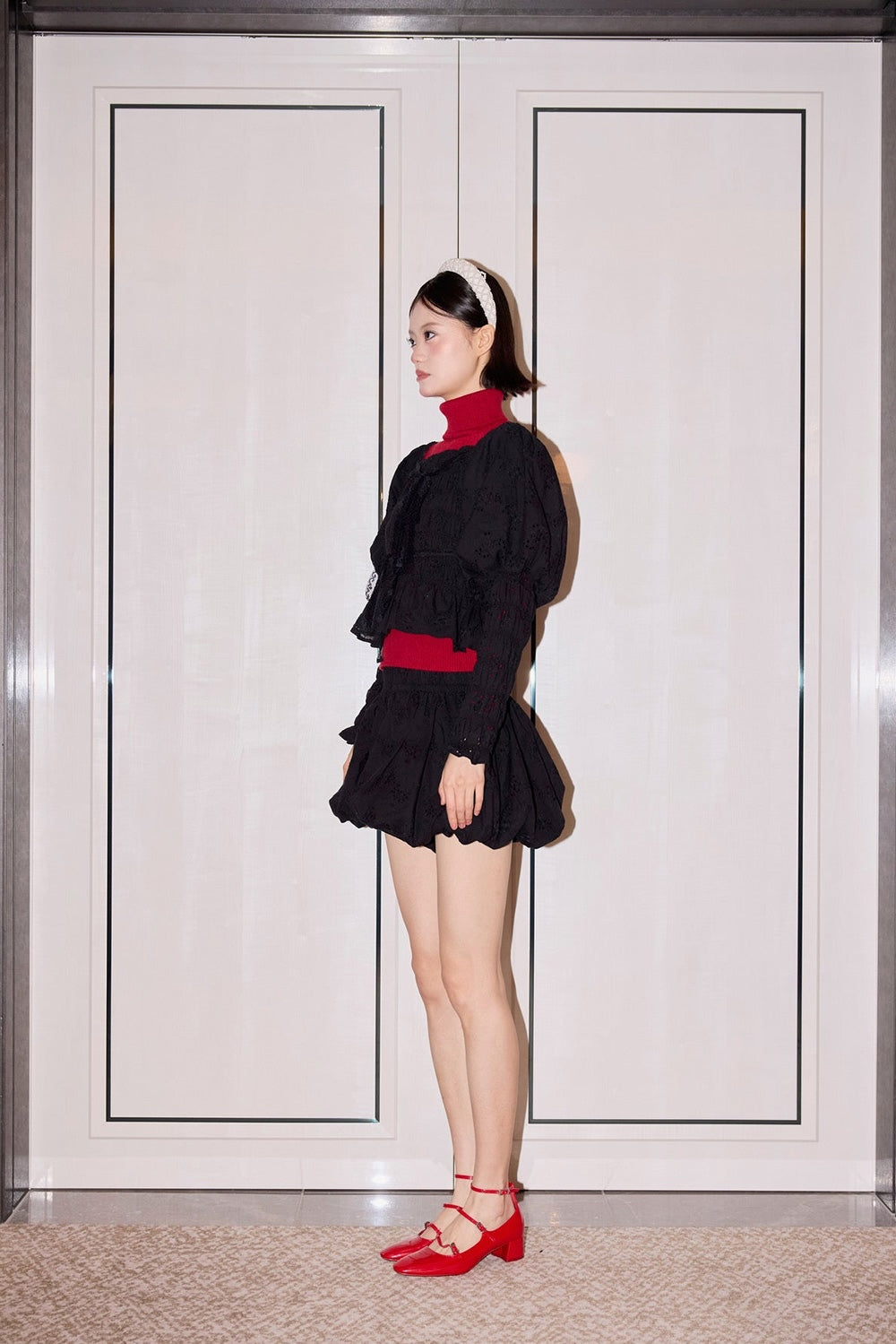 Front Ribbon Peony Puff Top