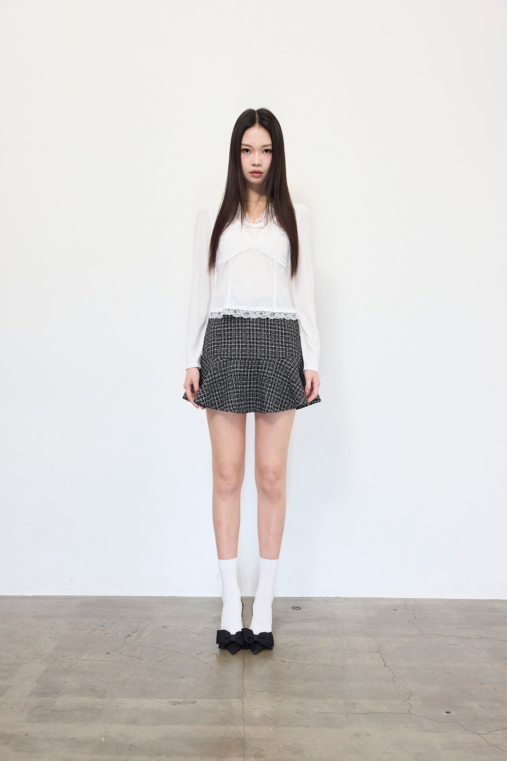 Elise Tweed Flare Mini Skirt