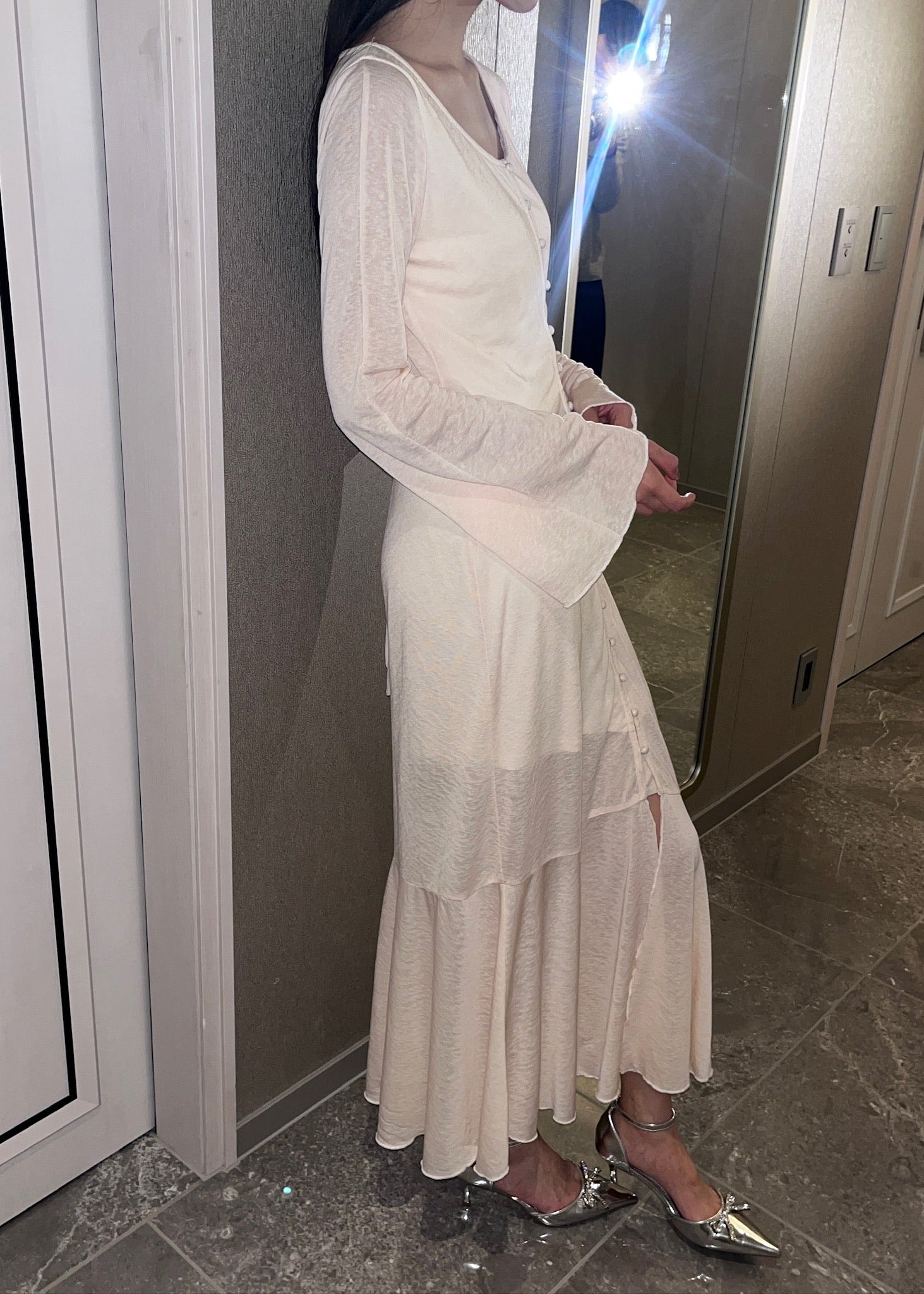 Sheer Cut Flare long one-piece