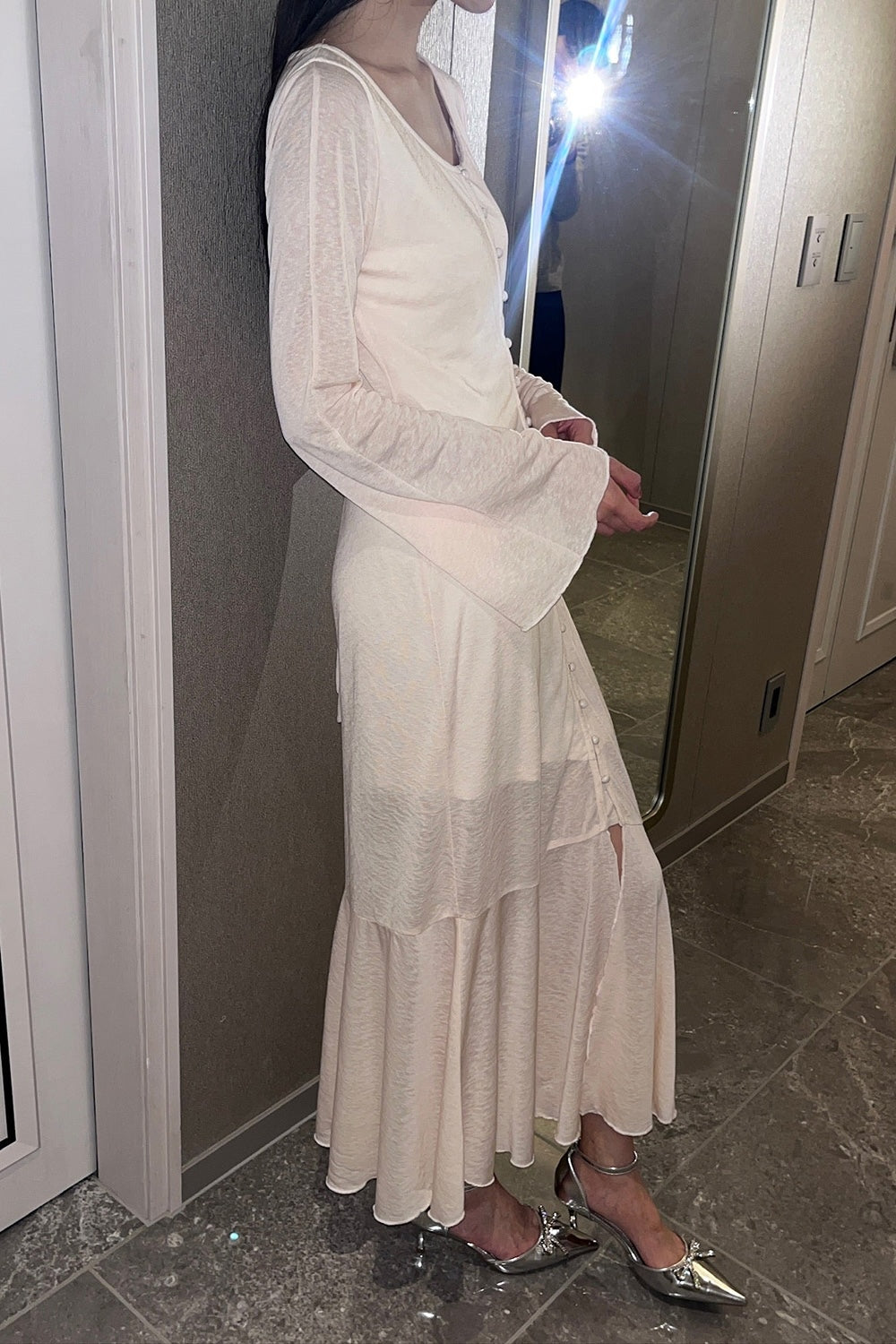Sheer Cut Flare long one-piece