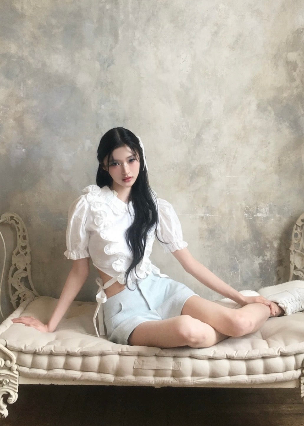【予約販売】Peony ribbon frill blouse