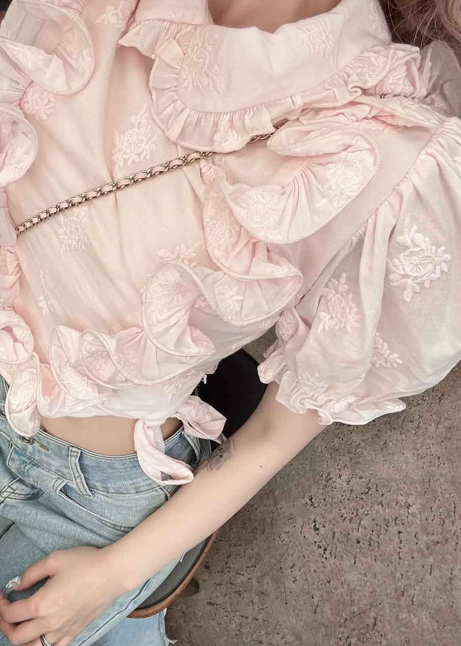 【予約販売】Peony ribbon frill blouse