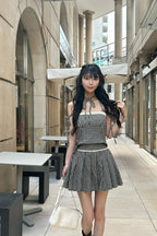 gingham check girly pleats skirt