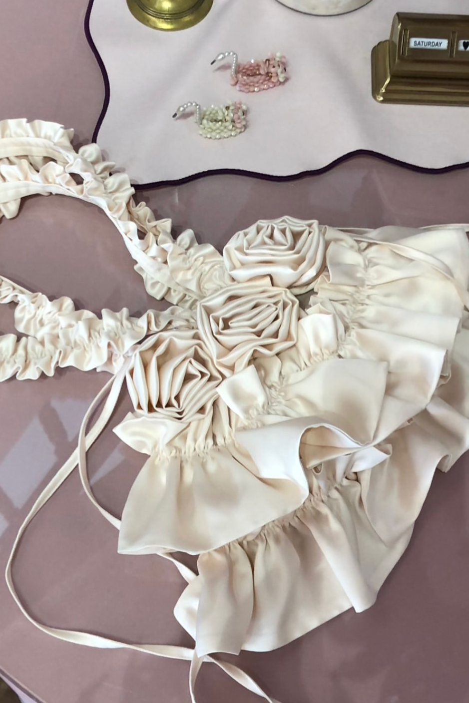 Rose cake satin bag