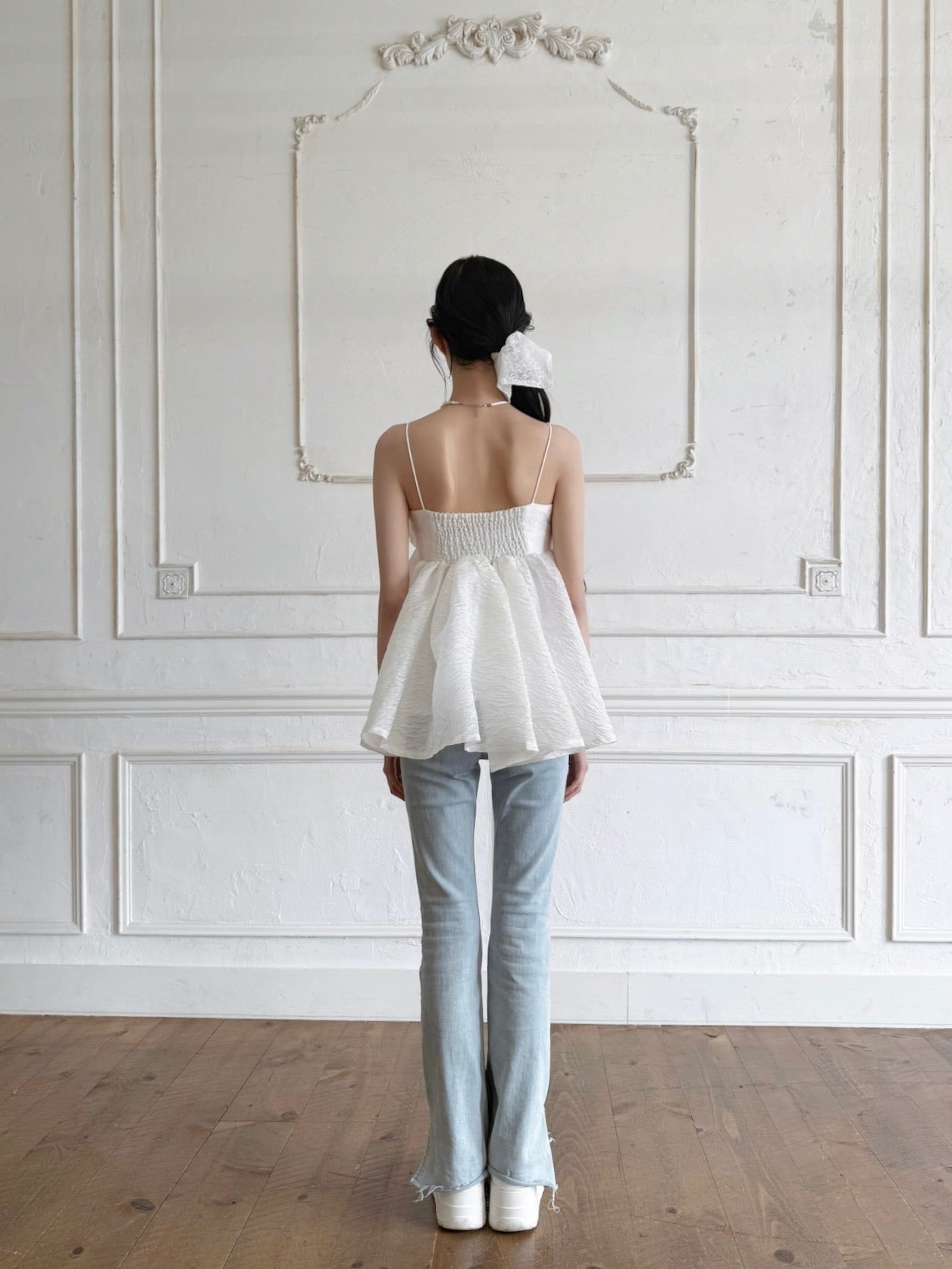 ribbon jacquard cami tops