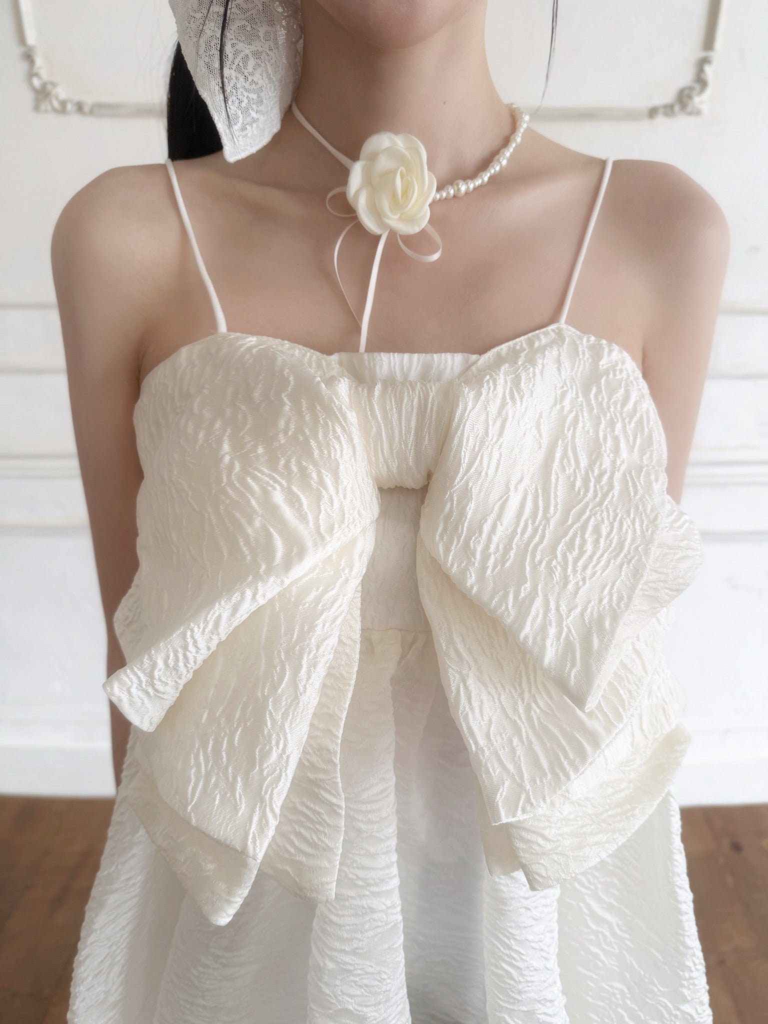 ribbon jacquard cami tops