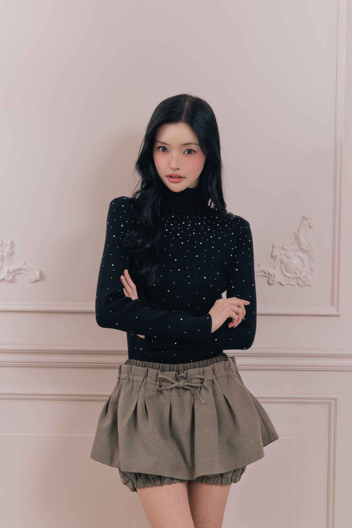 British check mini skirt