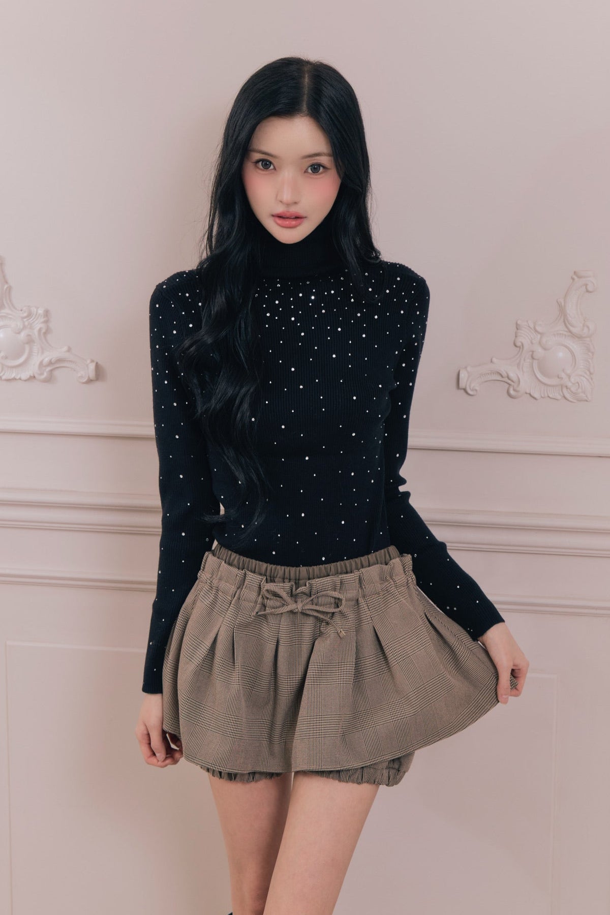 British check mini skirt