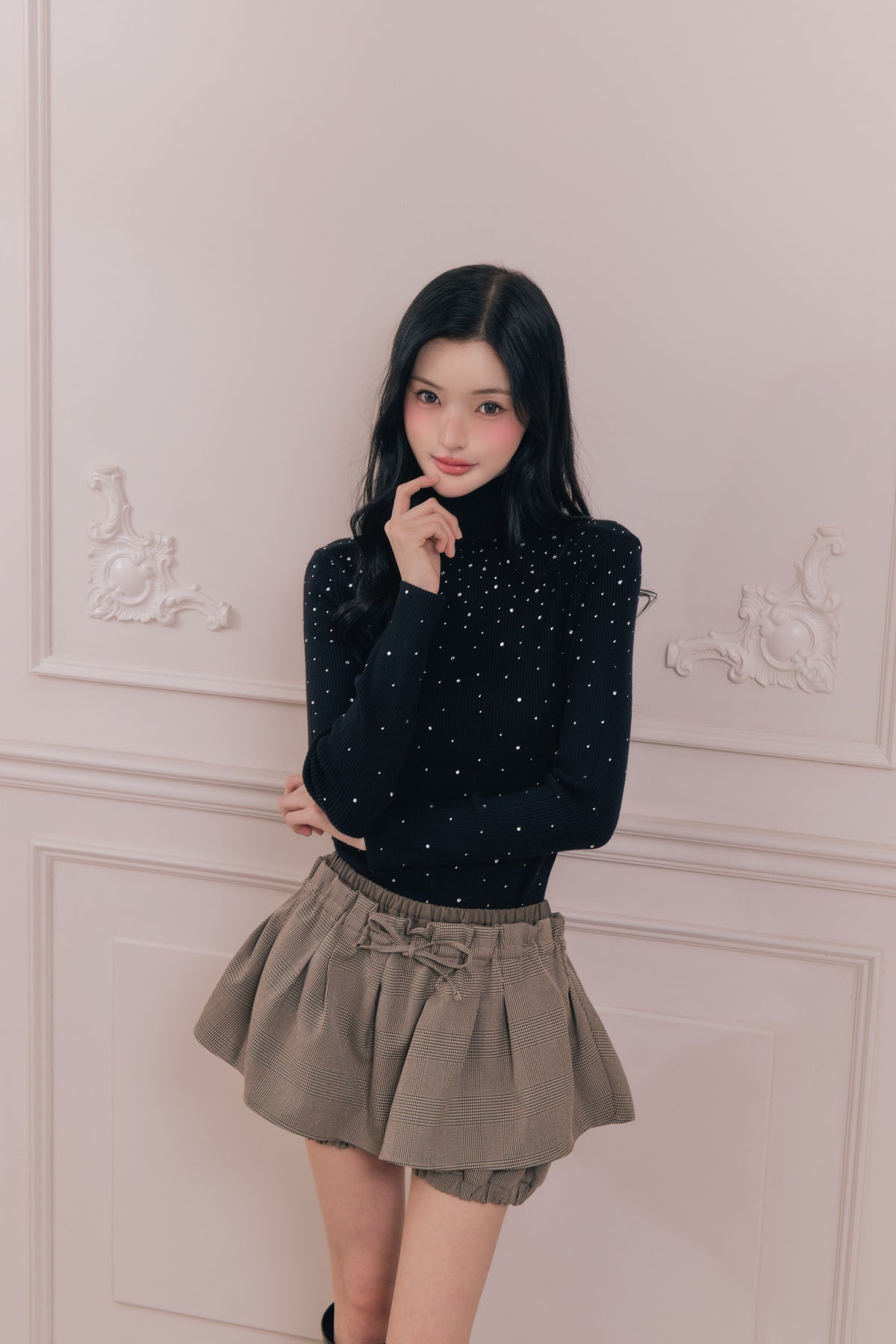 British check mini skirt