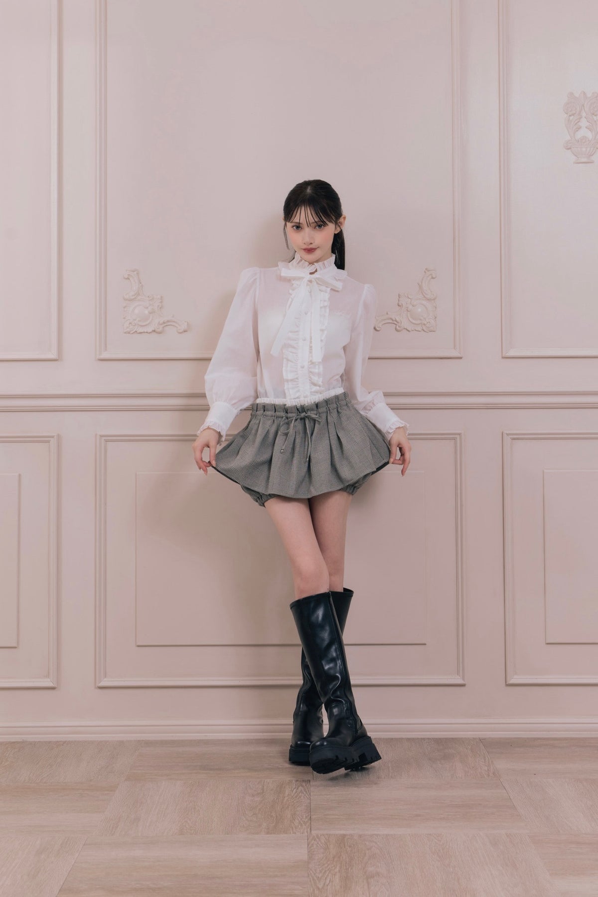 British check mini skirt