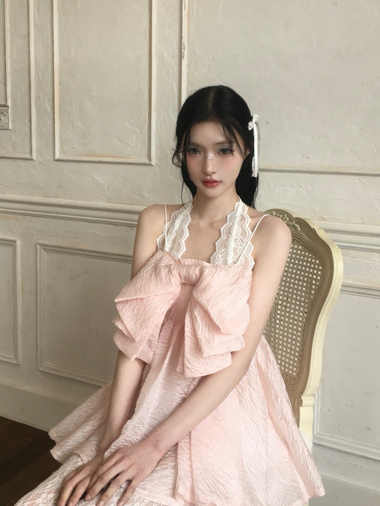ribbon jacquard cami tops