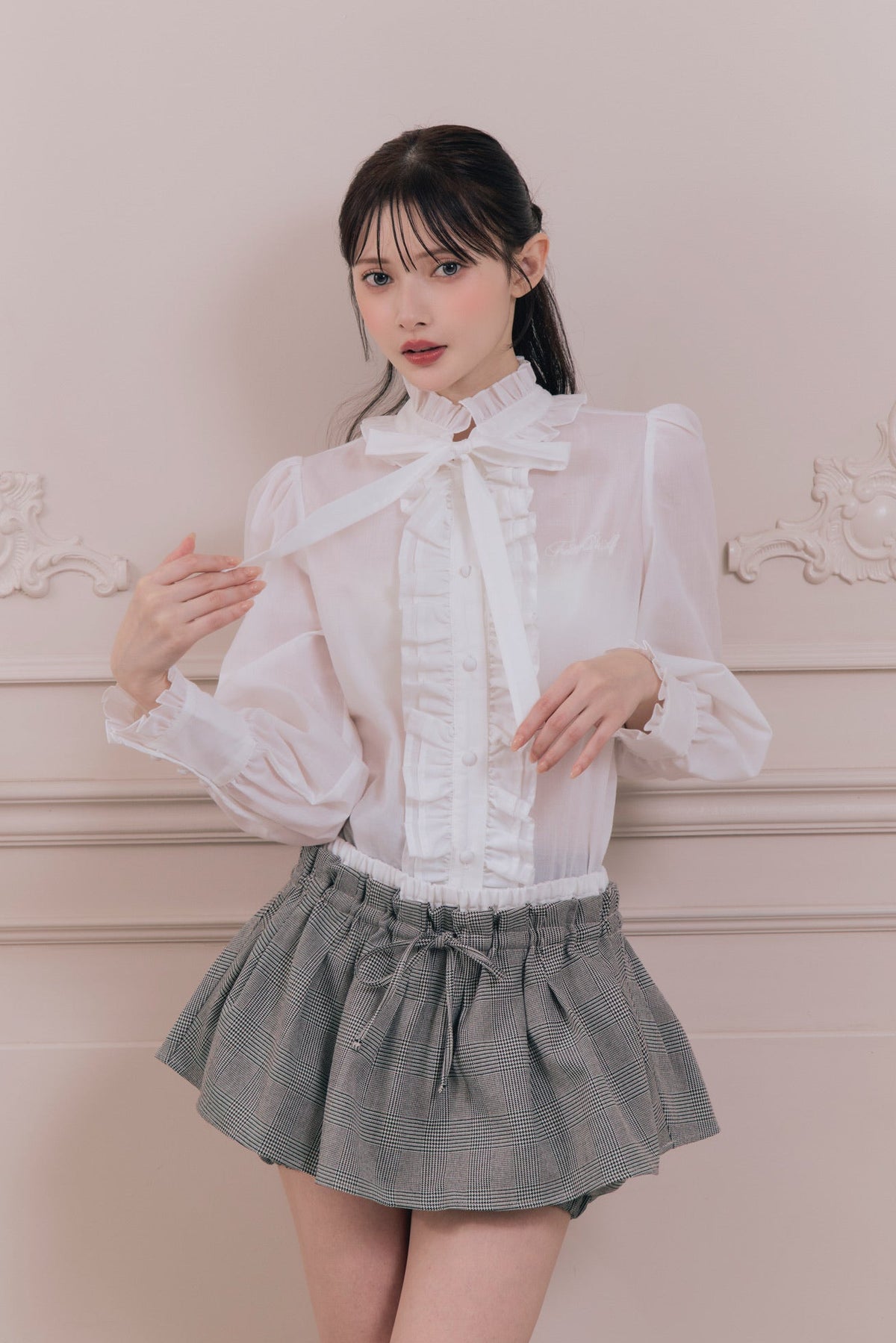 British check mini skirt