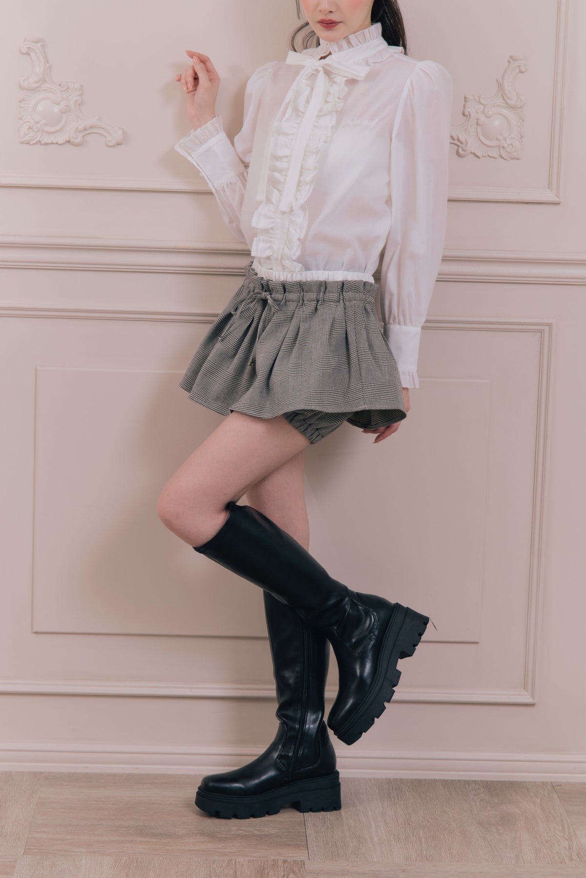 British check mini skirt