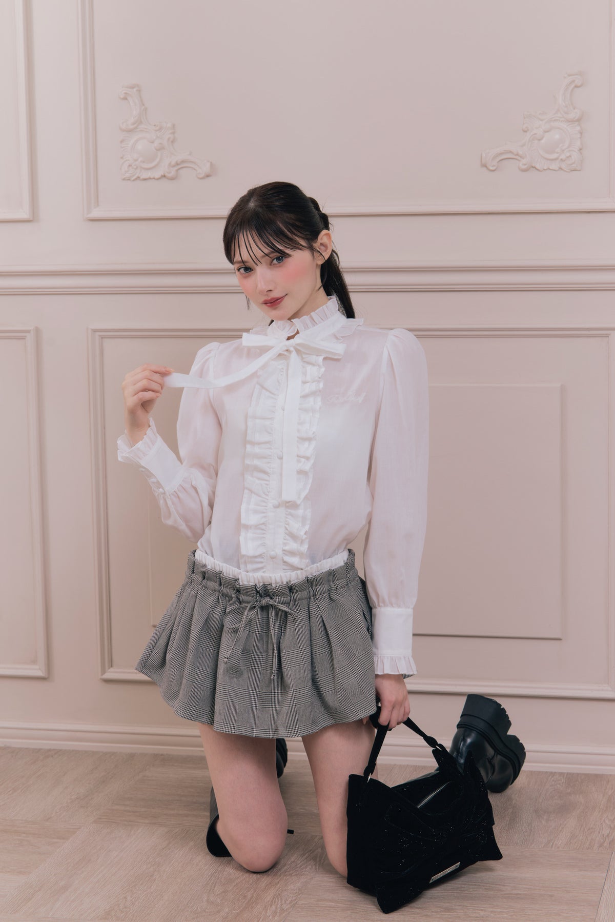 British check mini skirt