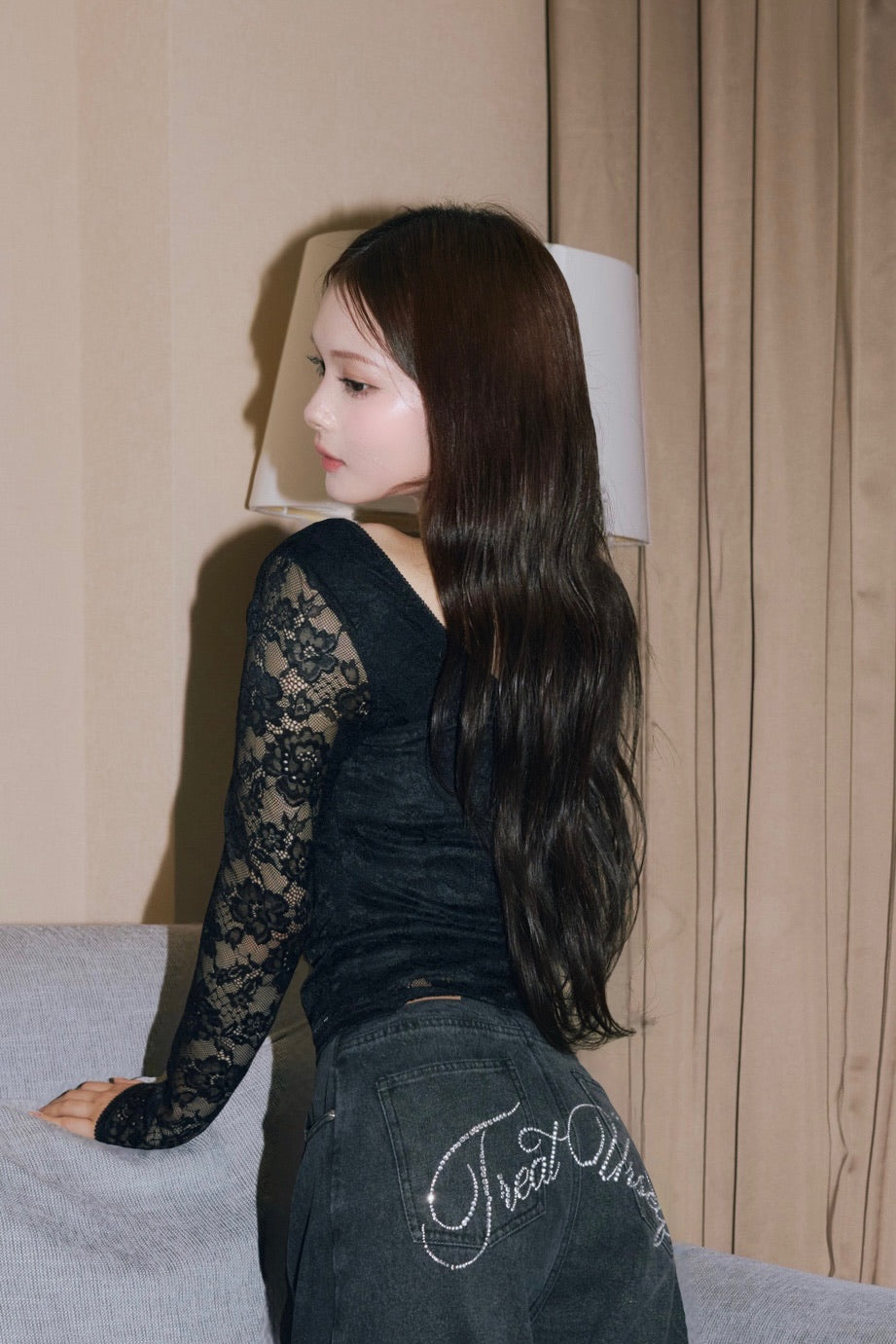 Elegant lace long T-shirts