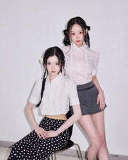 whip cream frill blouse