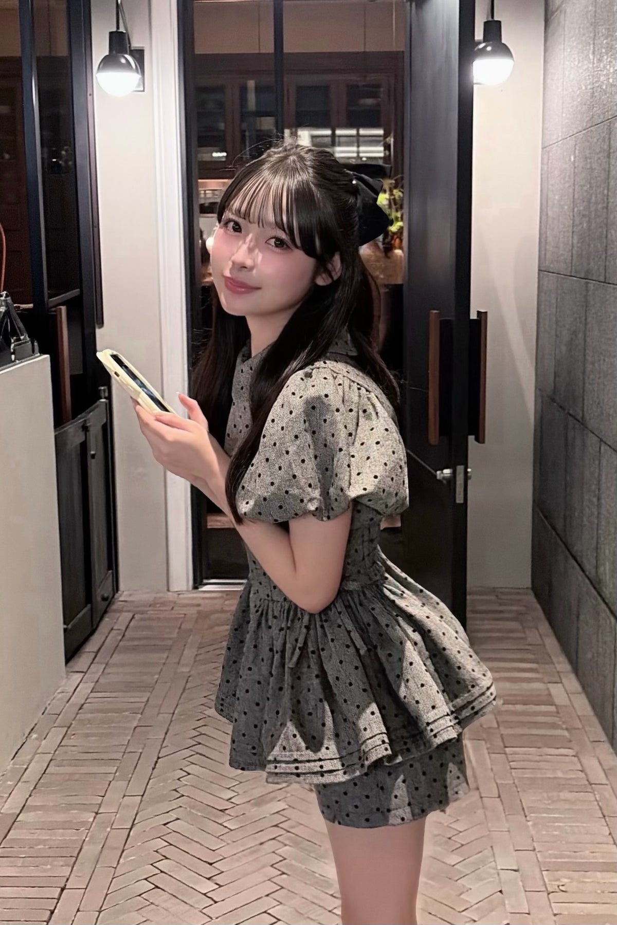 Daisy puff sleeve tweed tops