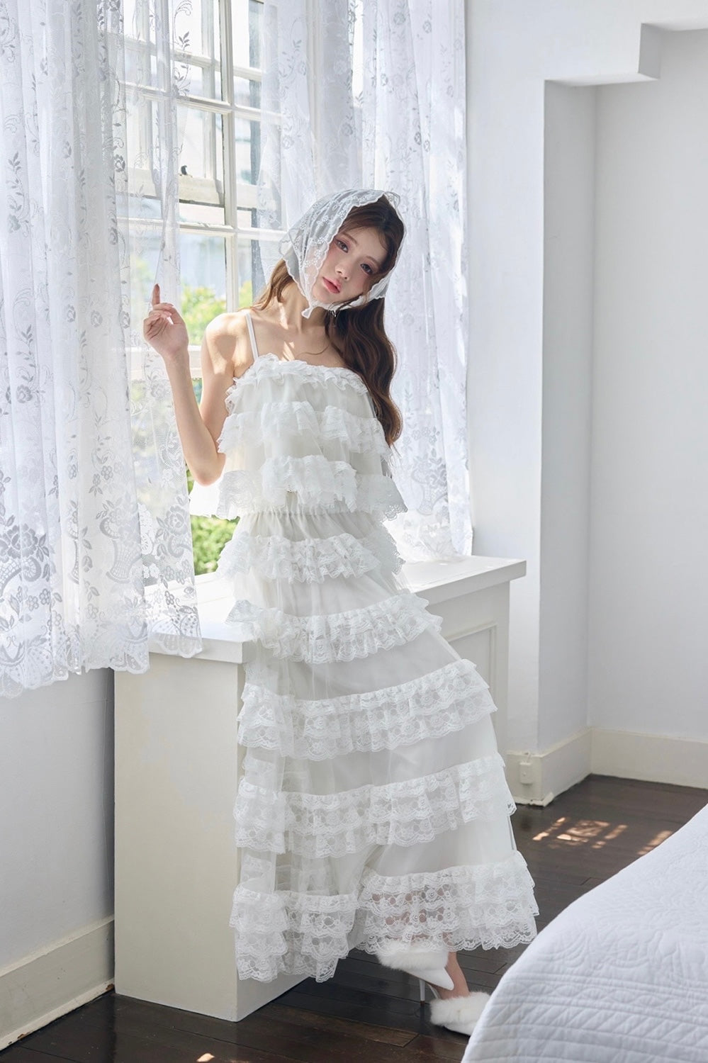 Ballerina lace tulle long skirt