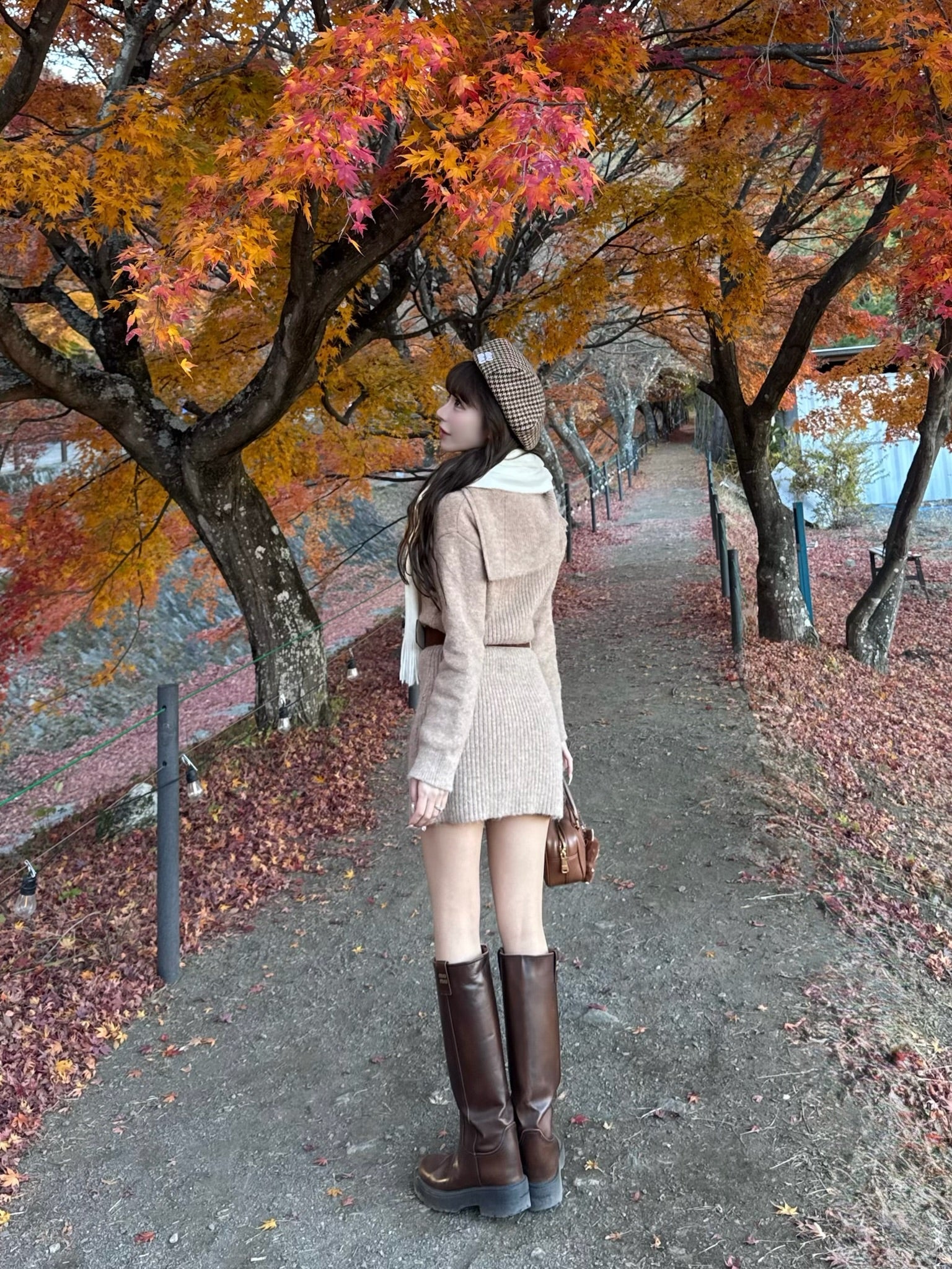 sailor collar knit one-piece (beige)