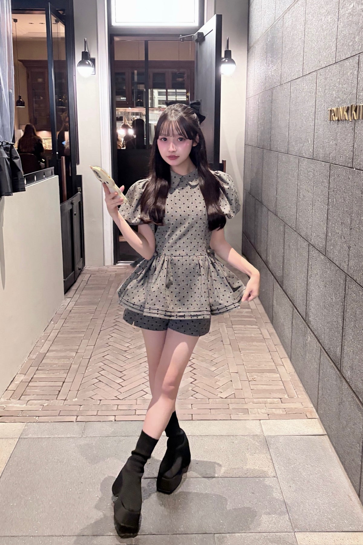 Daisy puff sleeve tweed tops