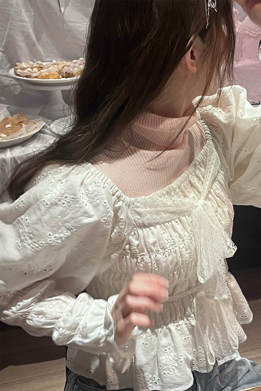 Front Ribbon Peony Puff Top