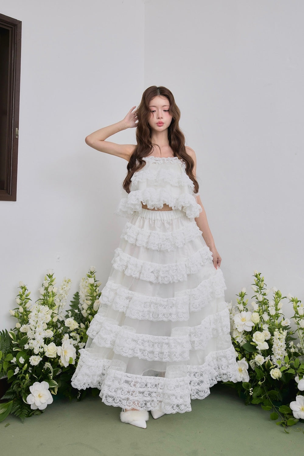 Ballerina lace tulle long skirt