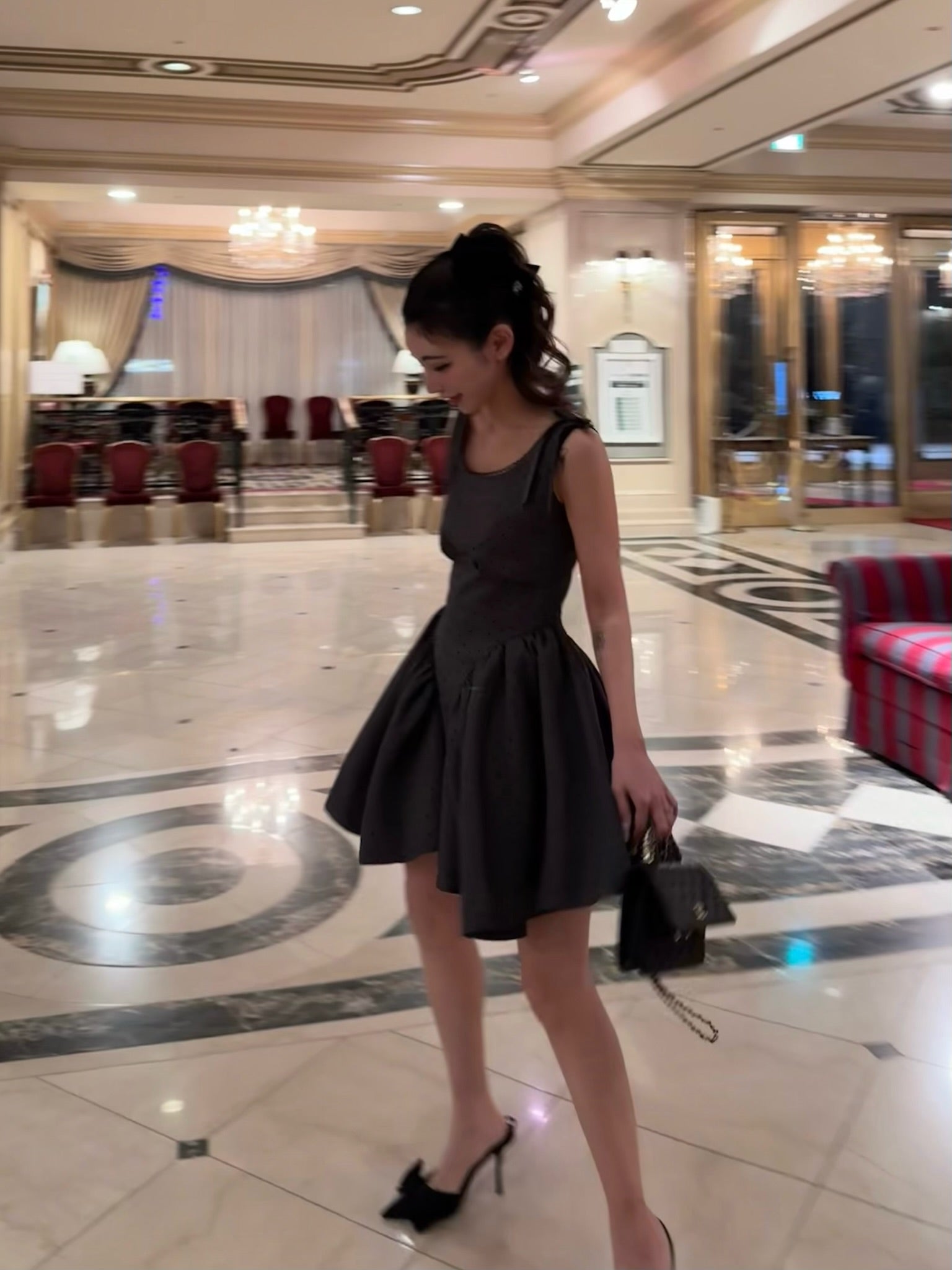 Juliet ribbon dot one-piece