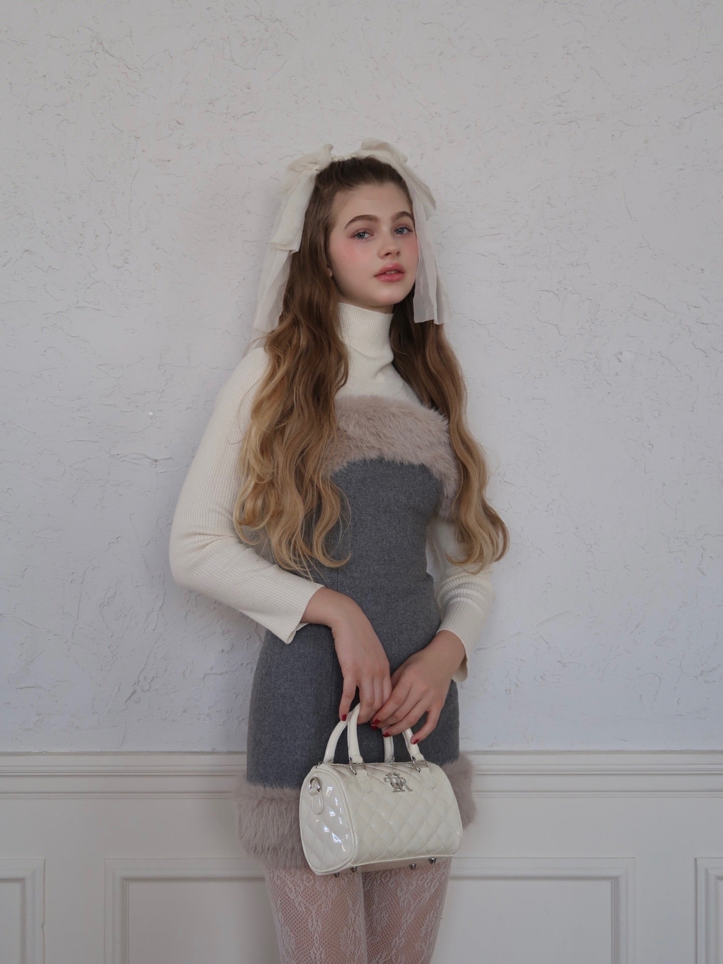 lady fur camisole one-piece