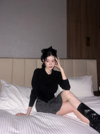 rose motif lame knit cardigan