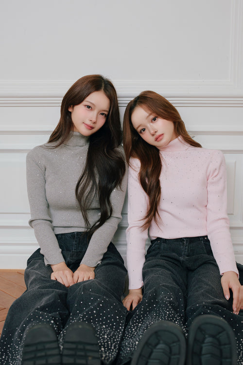 Bijou turtle neck knit tops