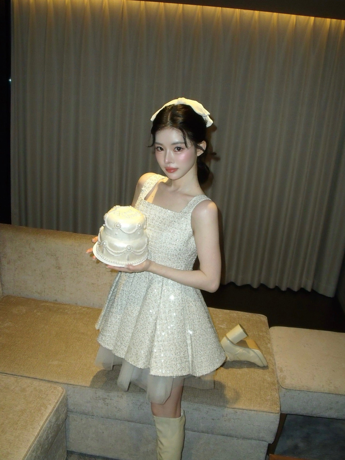 Twilight Tweed Tulle Dress(ivory)