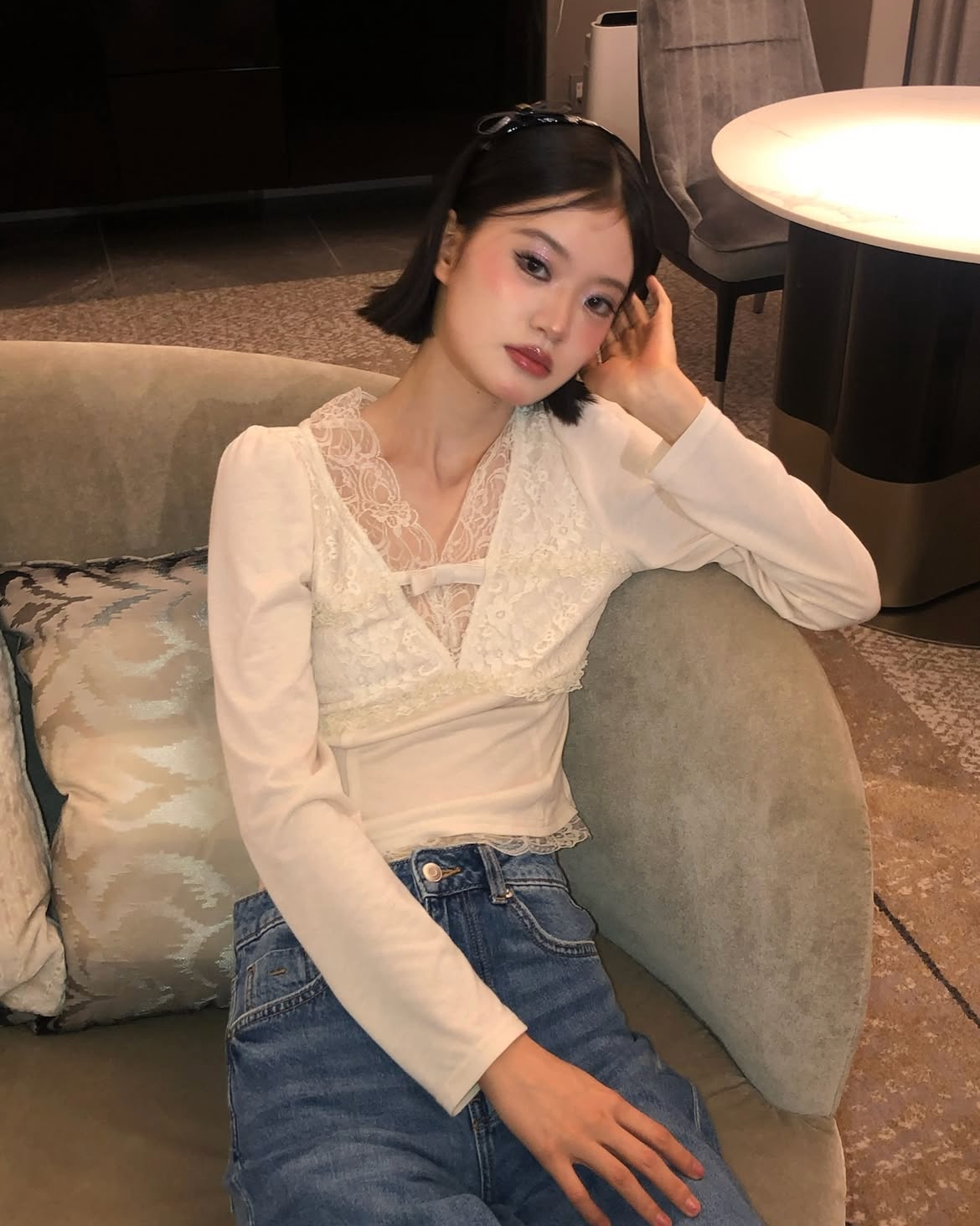 Romance Lace long sleeve tops