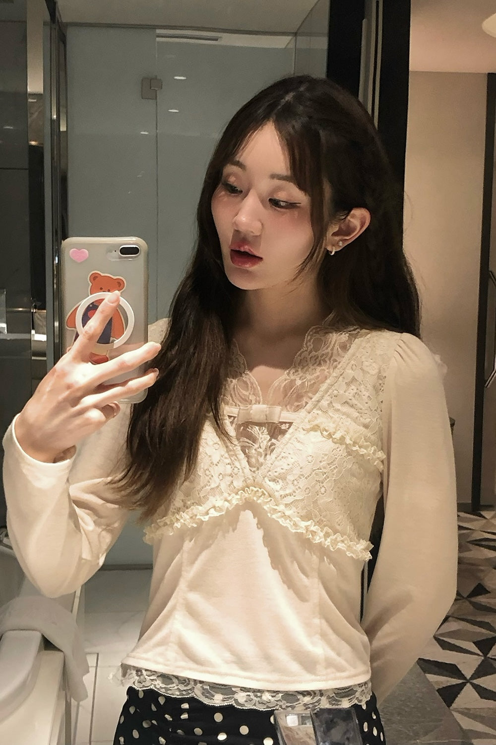 Romance Lace long sleeve tops