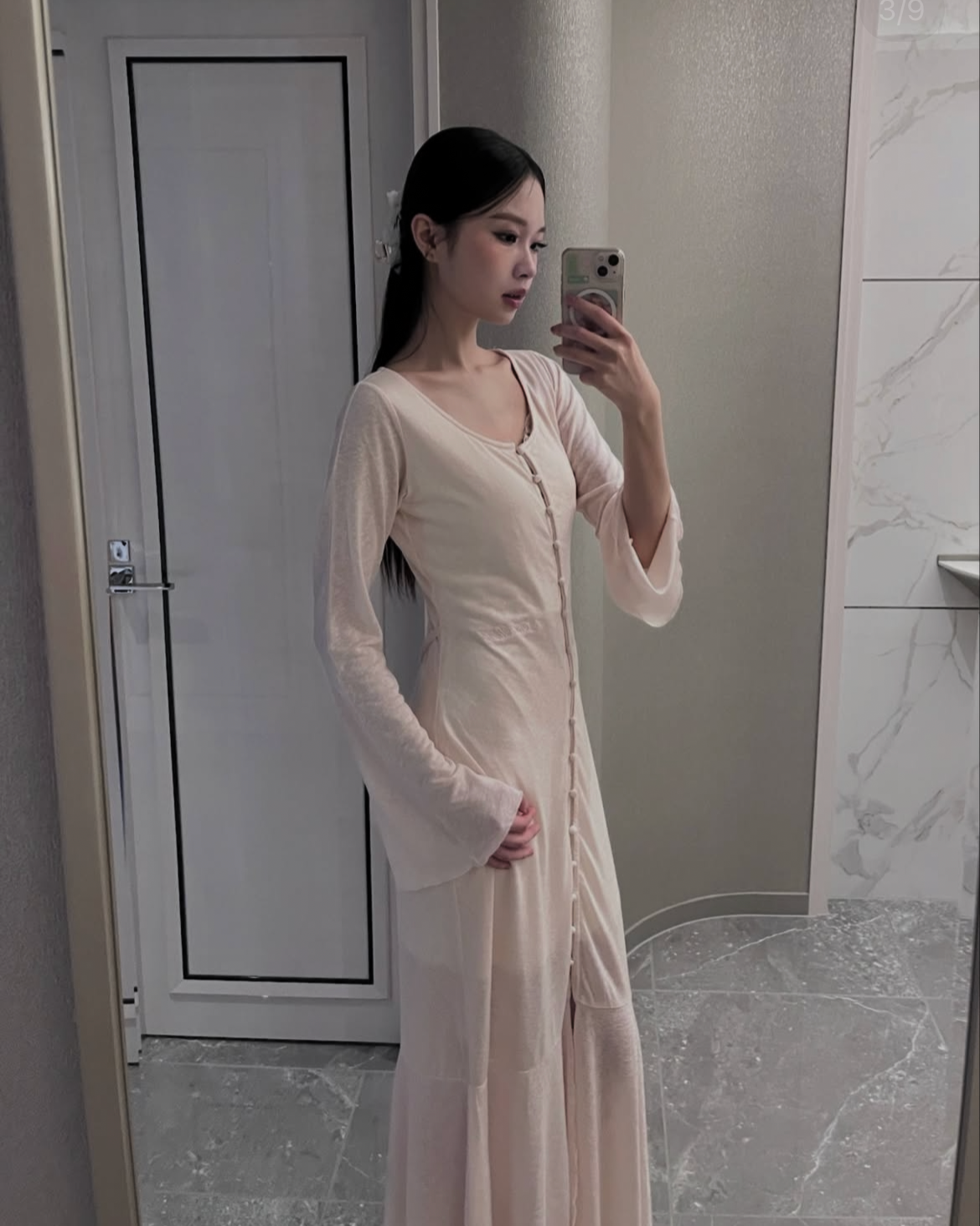 Sheer Cut Flare long one-piece