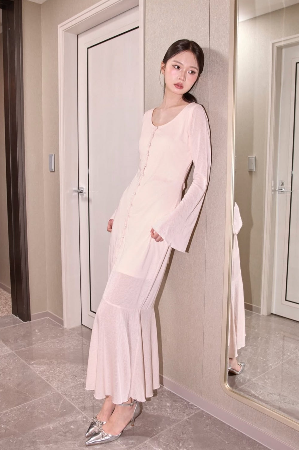 Sheer Cut Flare long one-piece