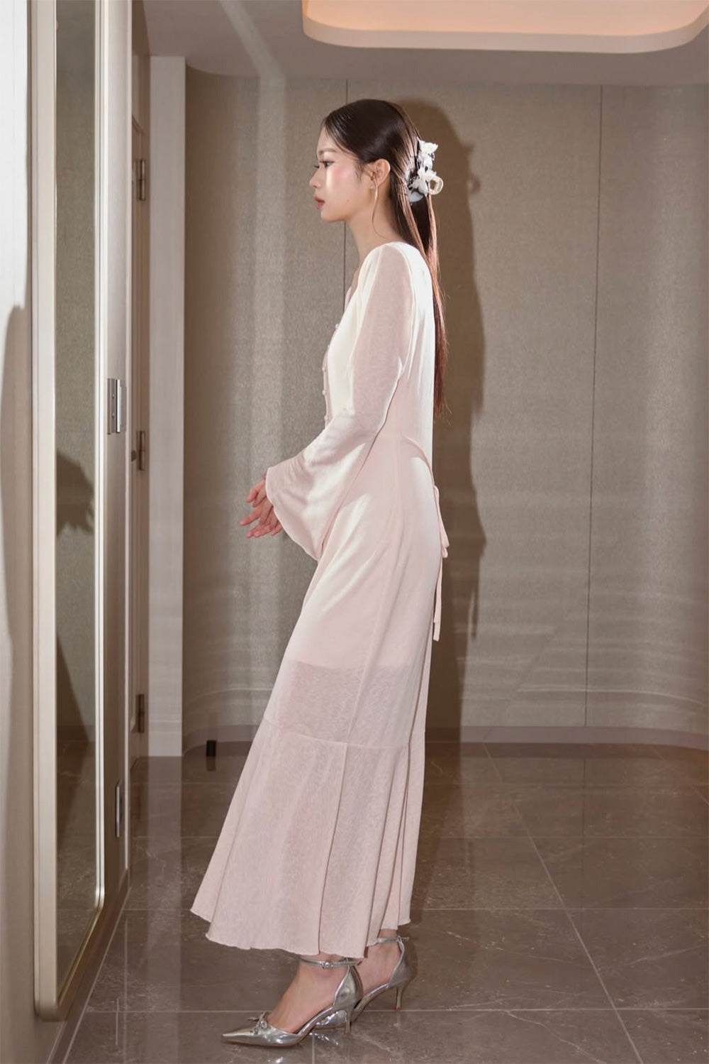 Sheer Cut Flare long one-piece