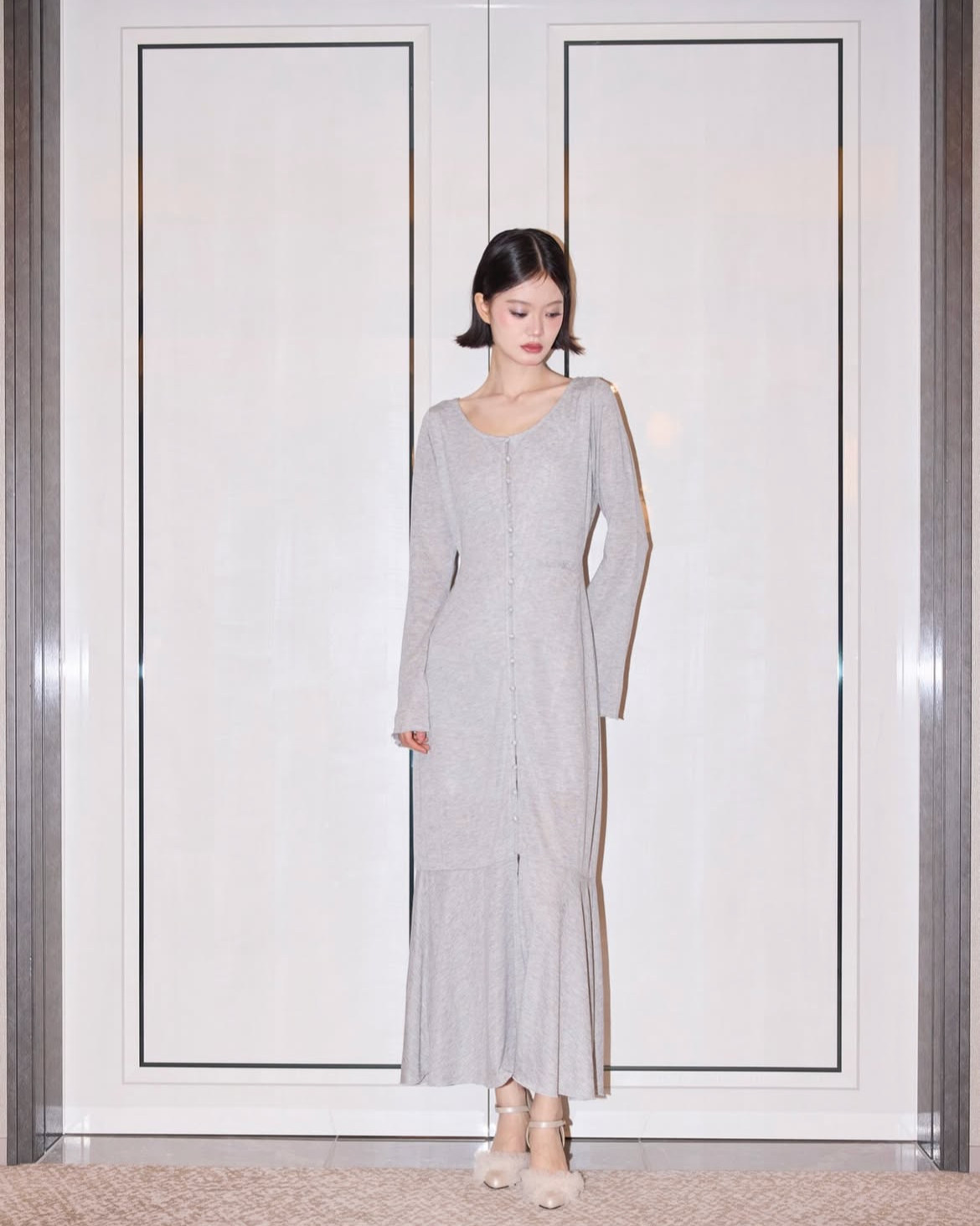 Sheer Cut Flare long one-piece