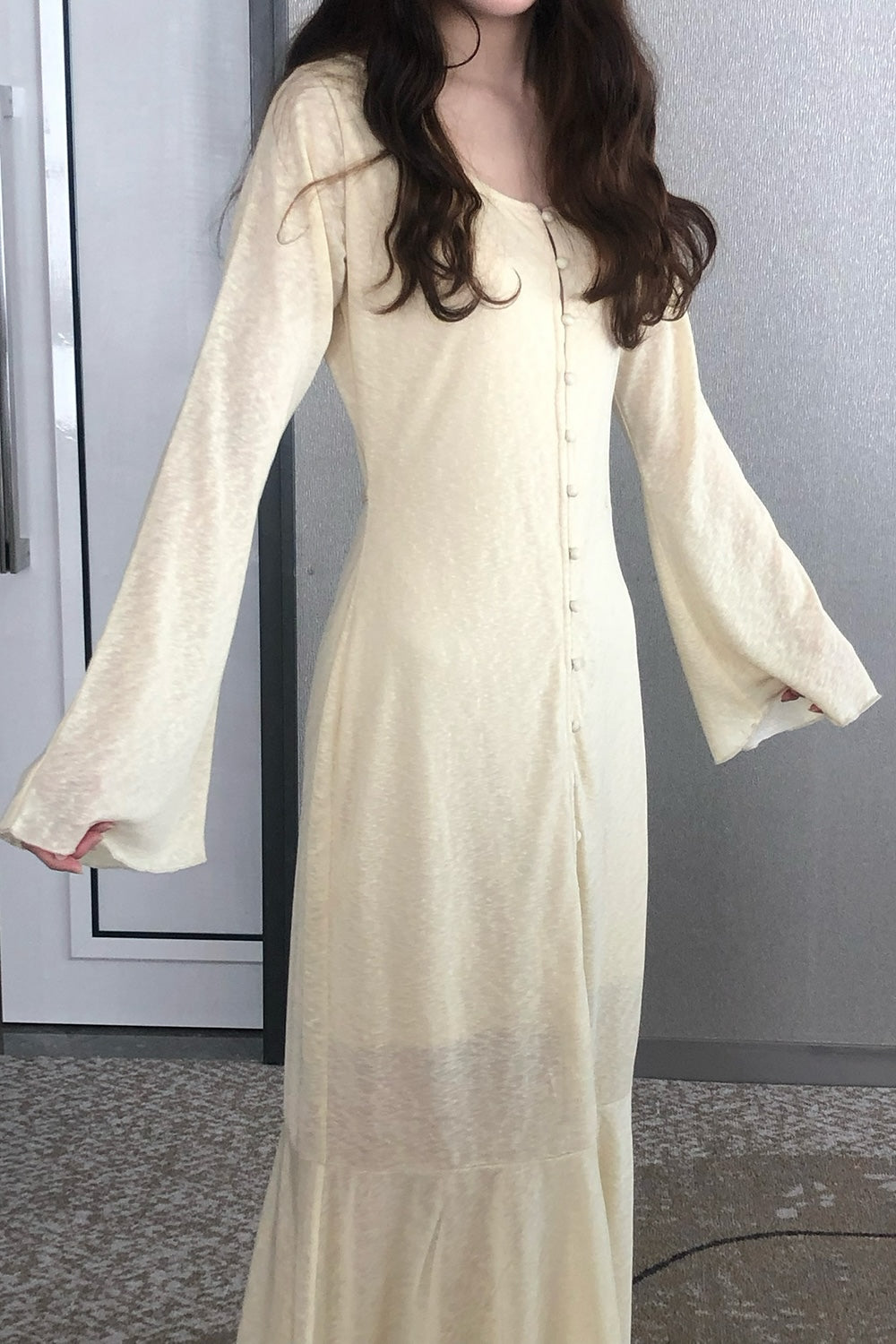 Sheer Cut Flare long one-piece