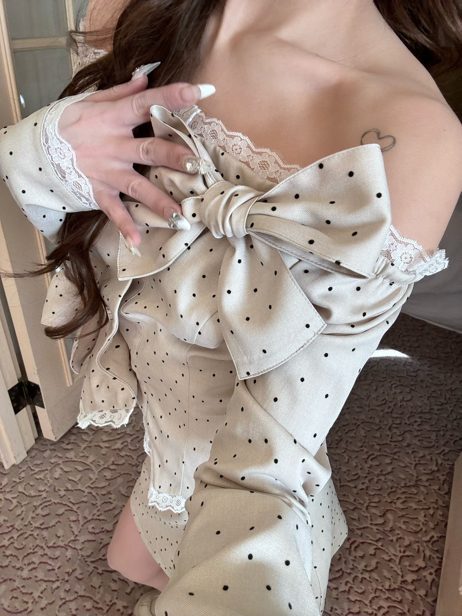 Juliet ribbon dot tops