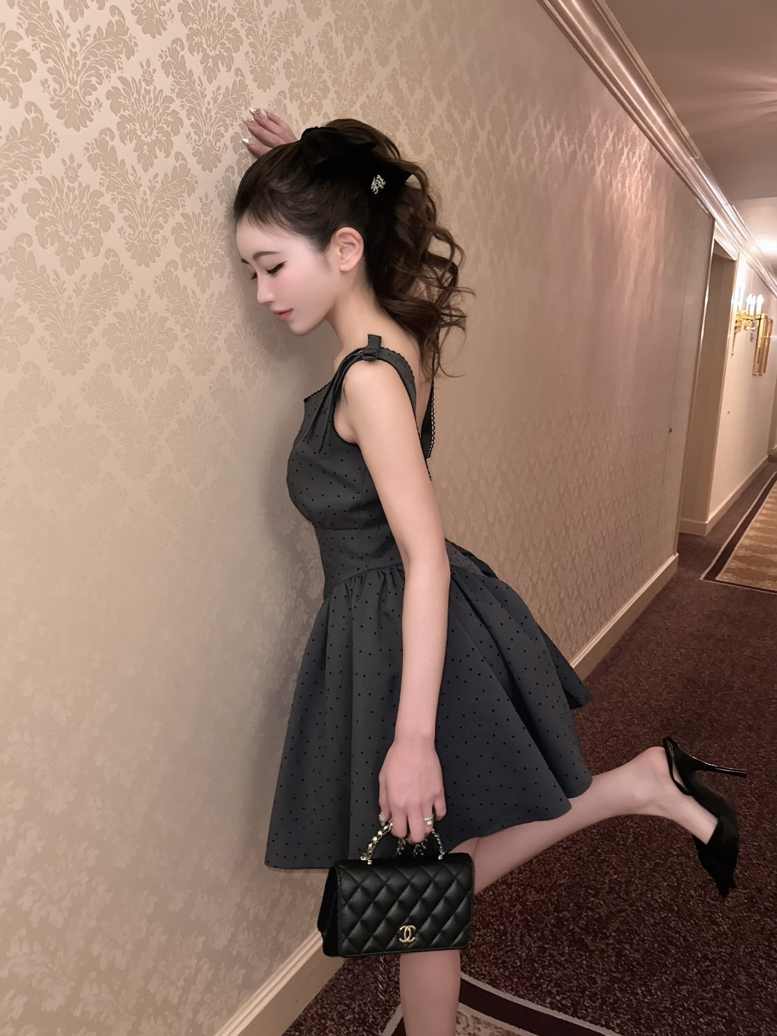 Juliet ribbon dot one-piece