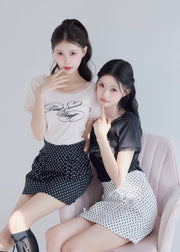 highwaist dot ribbon skirt
