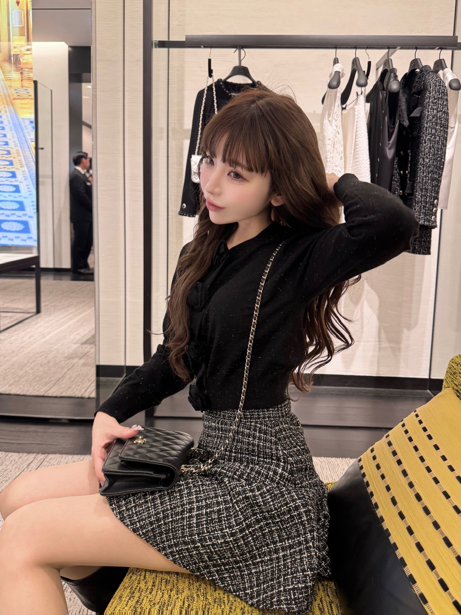 Elise Tweed Flare Mini Skirt