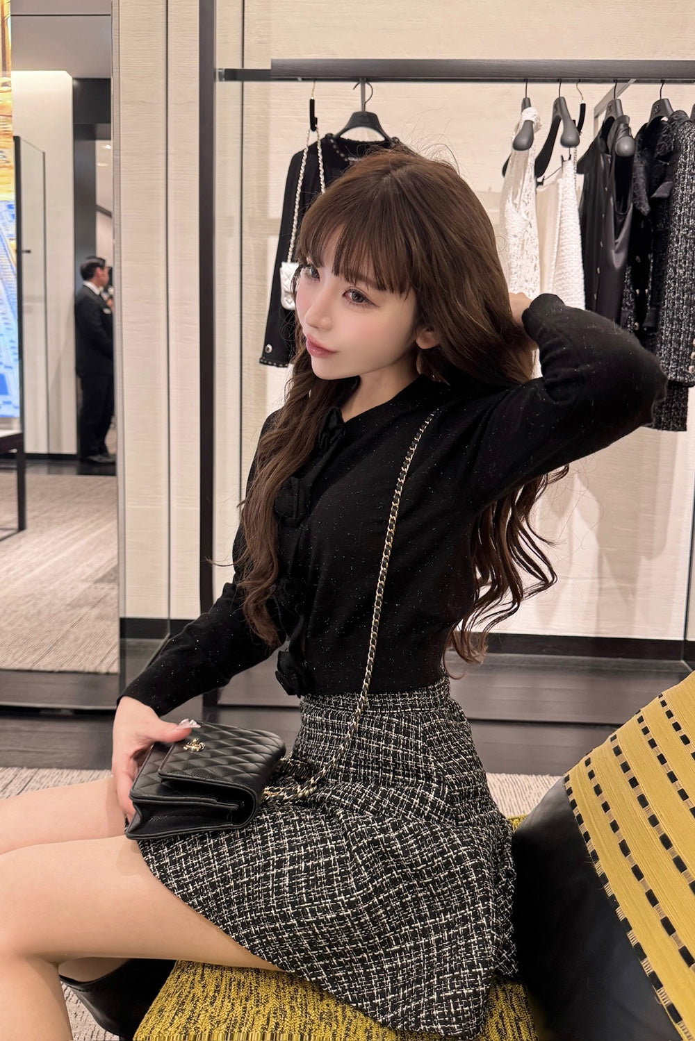 Elise Tweed Flare Mini Skirt