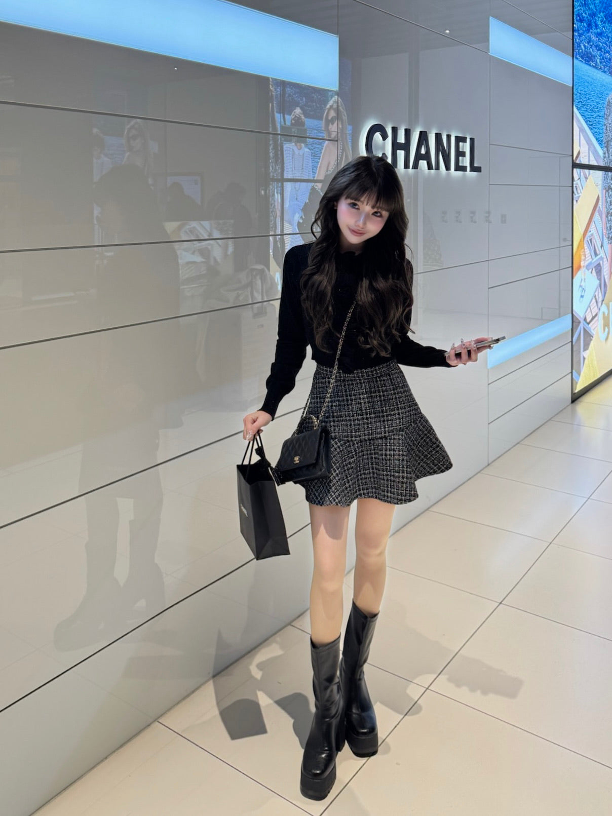 Elise Tweed Flare Mini Skirt