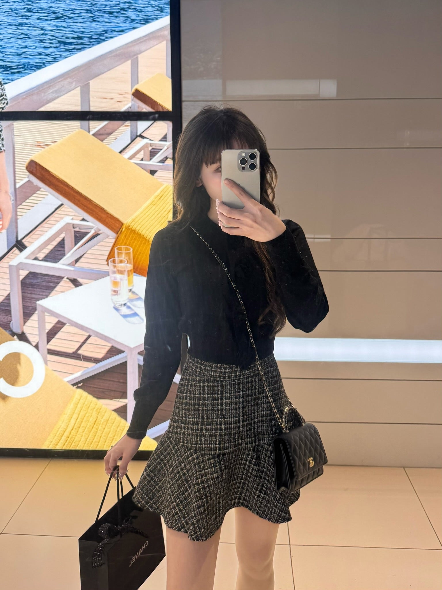 Elise Tweed Flare Mini Skirt