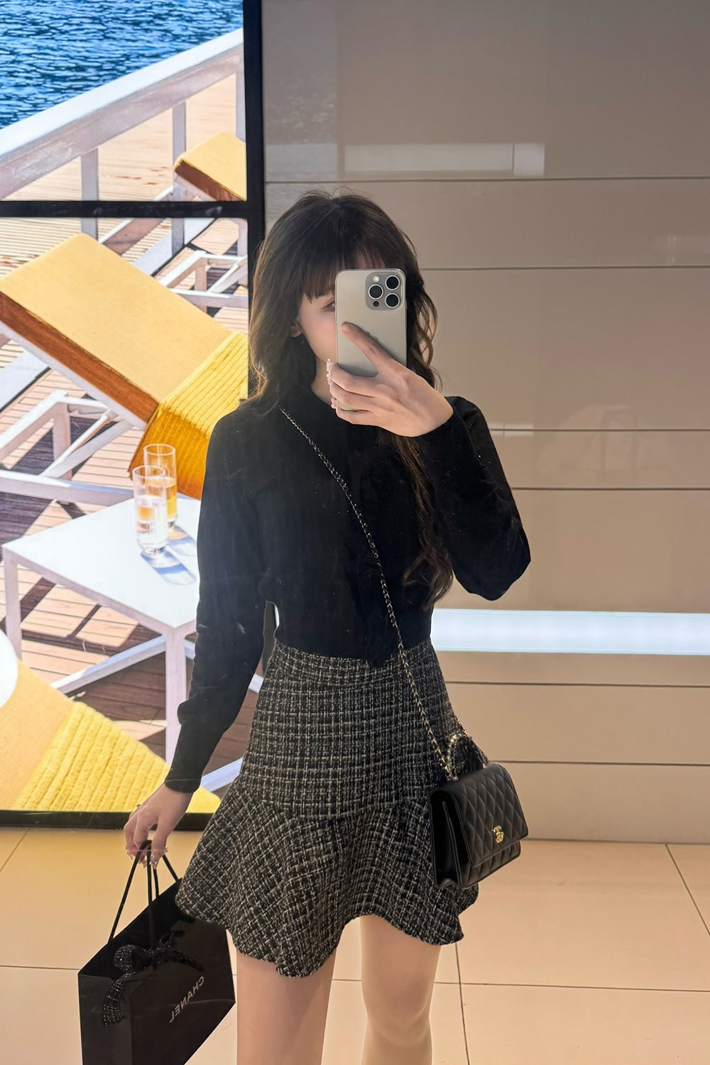 Elise Tweed Flare Mini Skirt