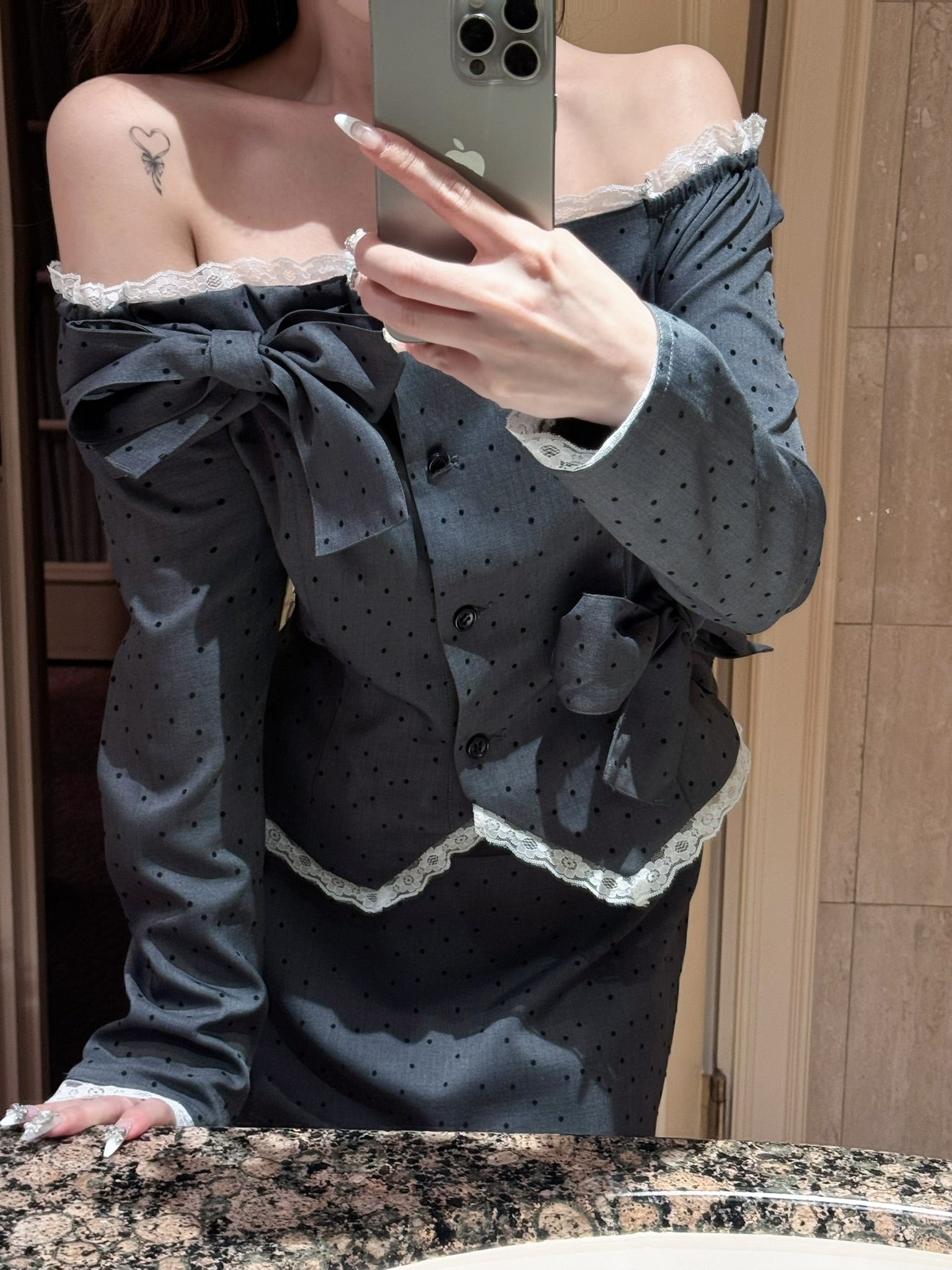 Juliet ribbon dot tops