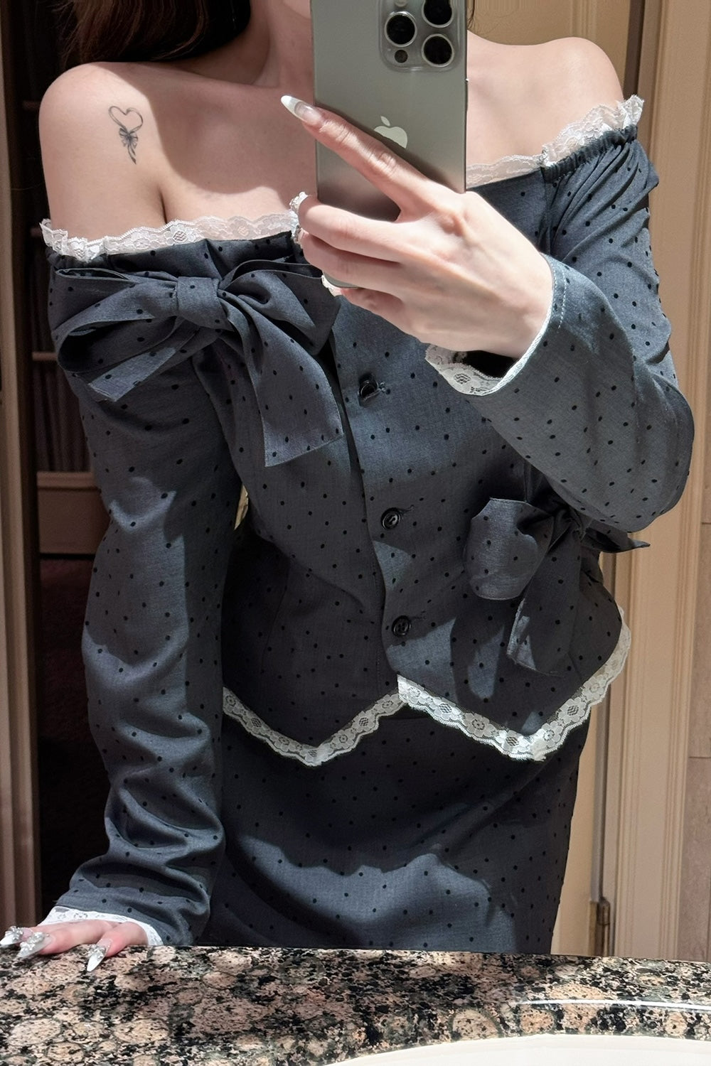Juliet ribbon dot tops