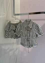 Gingham Ruffle corset blouse