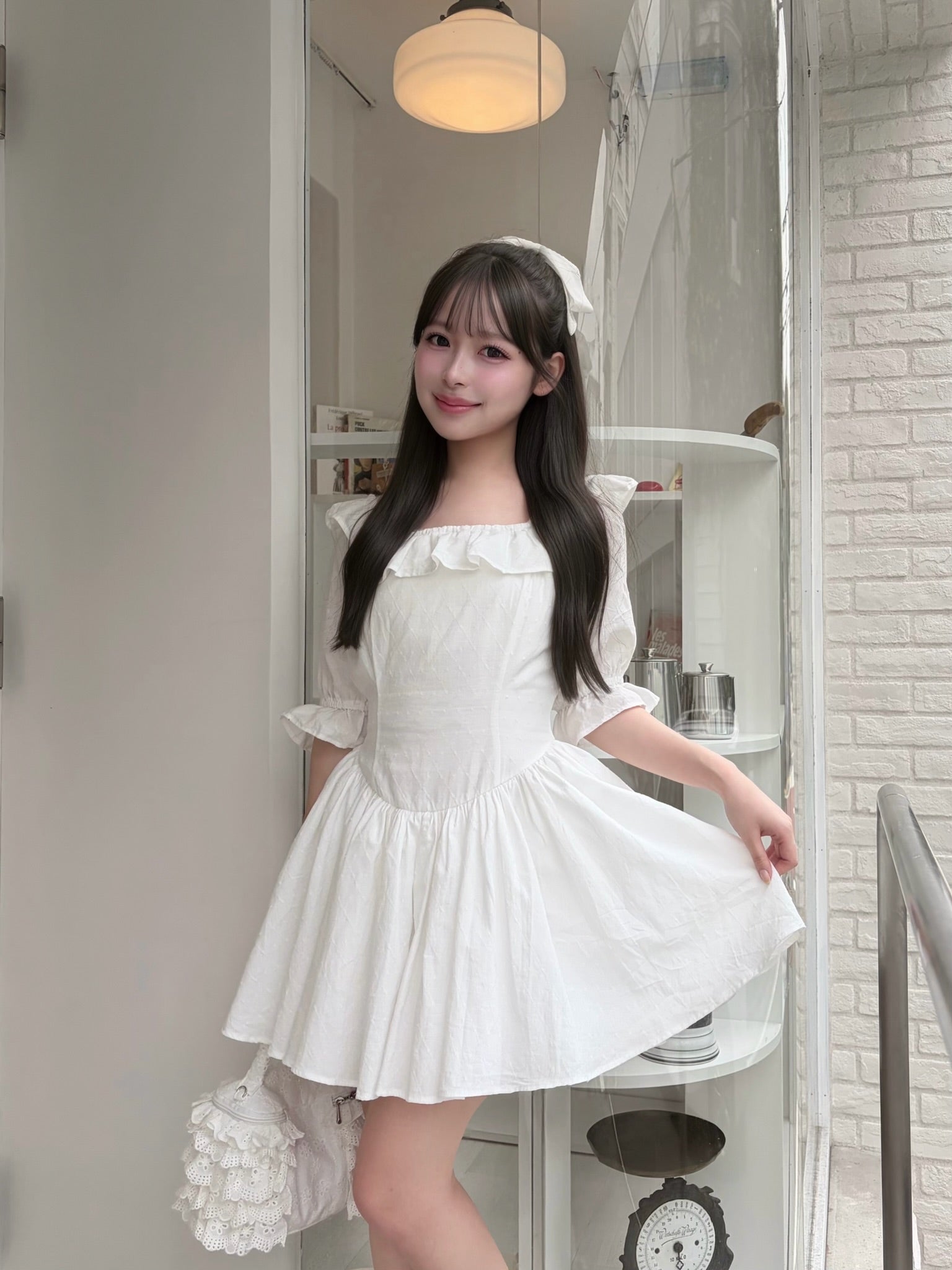 puff sleeve cotton mini one-piece